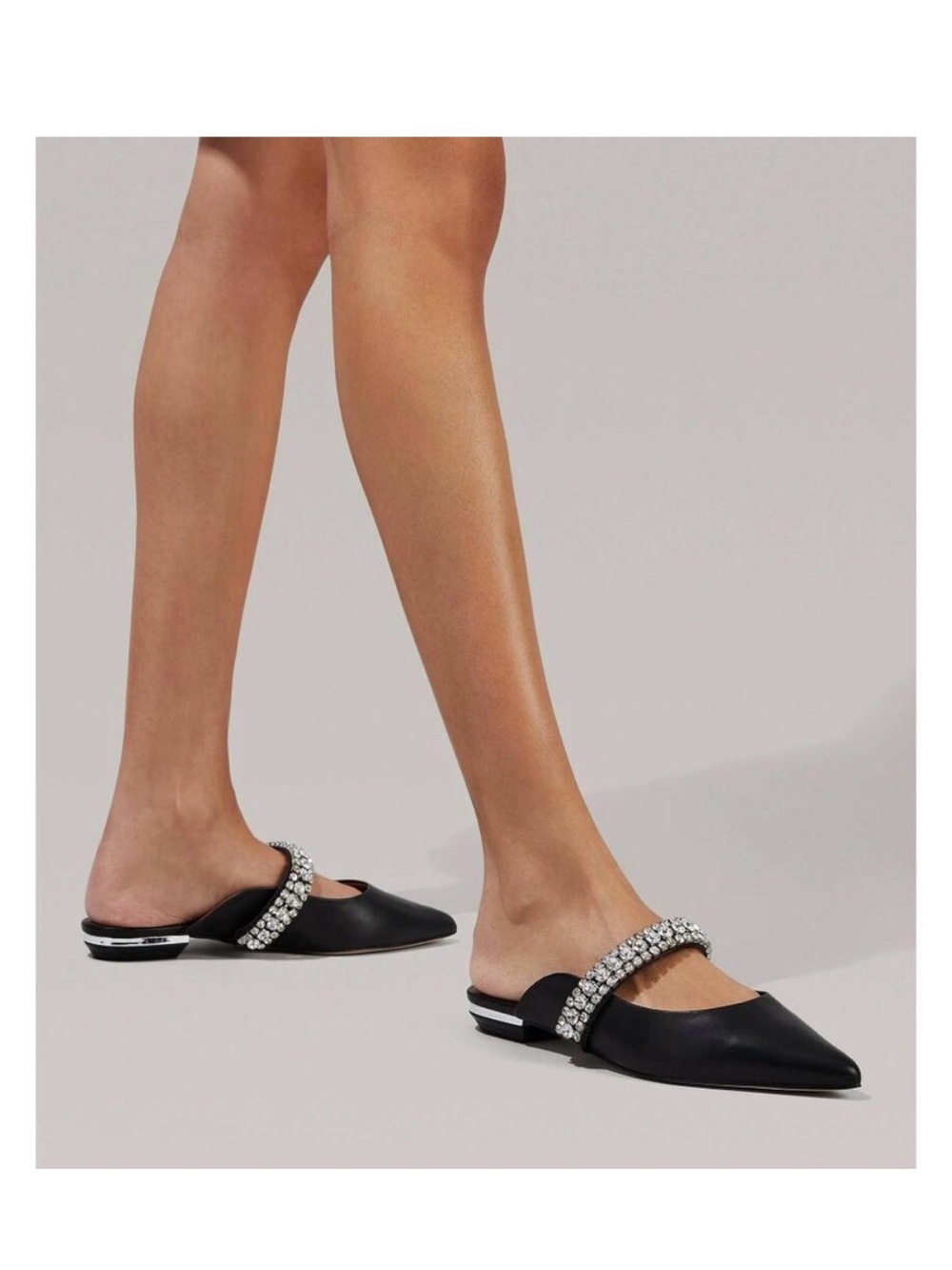 Kurt Geiger Black Crystal Slip-On Flats